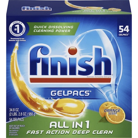 Finish Dish Detergent, Gelpacs, Orange, 34.8 oz., Multi, PK 54 RAC81181